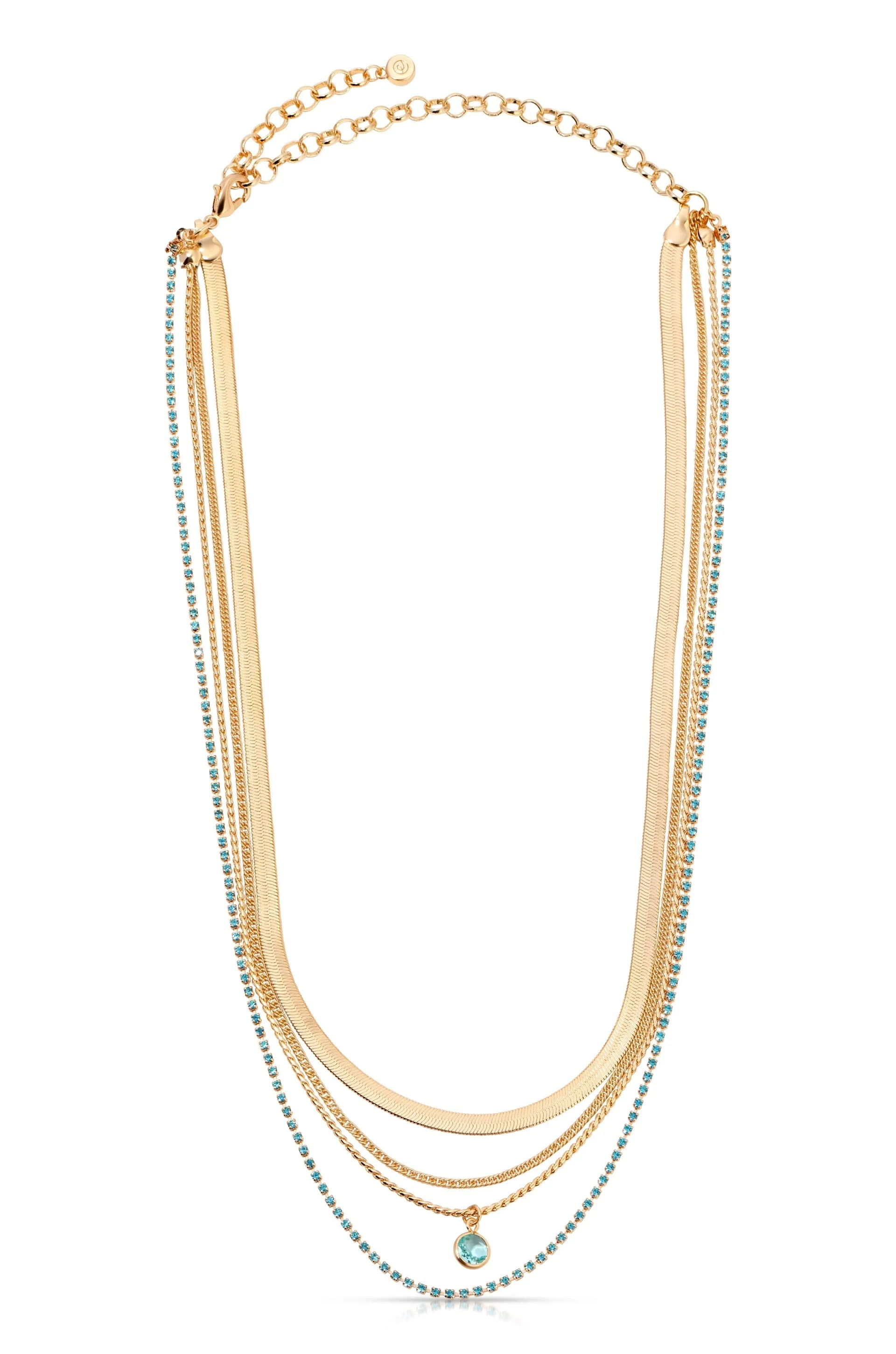 All the Chains Aqua Layered Necklace