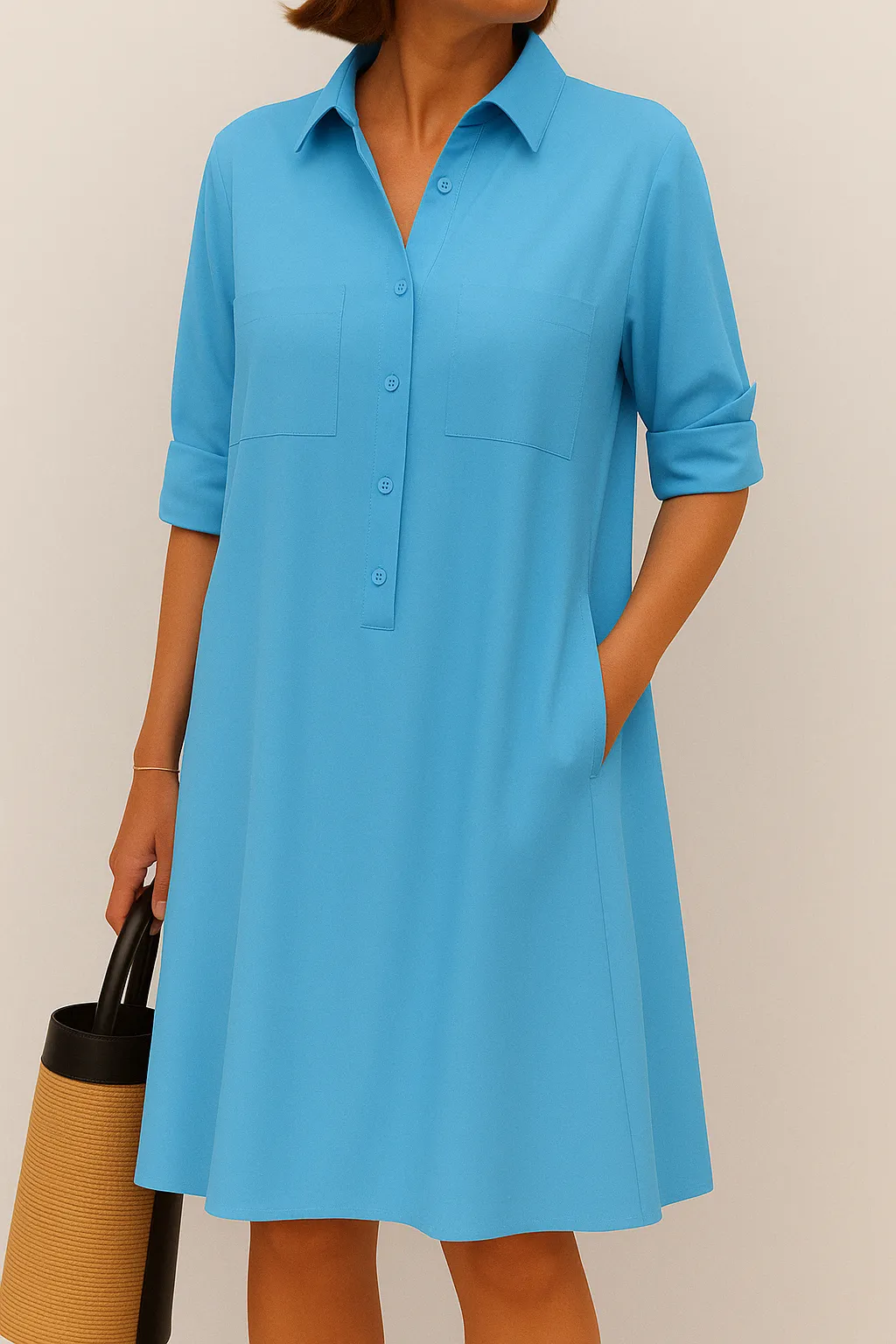 ALODIA - SOPHISTICATED LONG SLEEVE DRESS WITH POCKETS