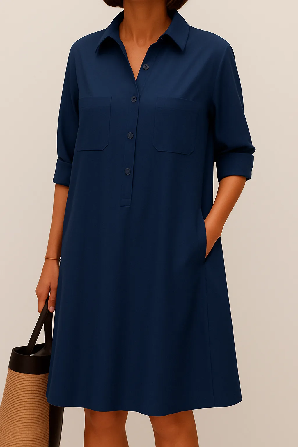 ALODIA - SOPHISTICATED LONG SLEEVE DRESS WITH POCKETS