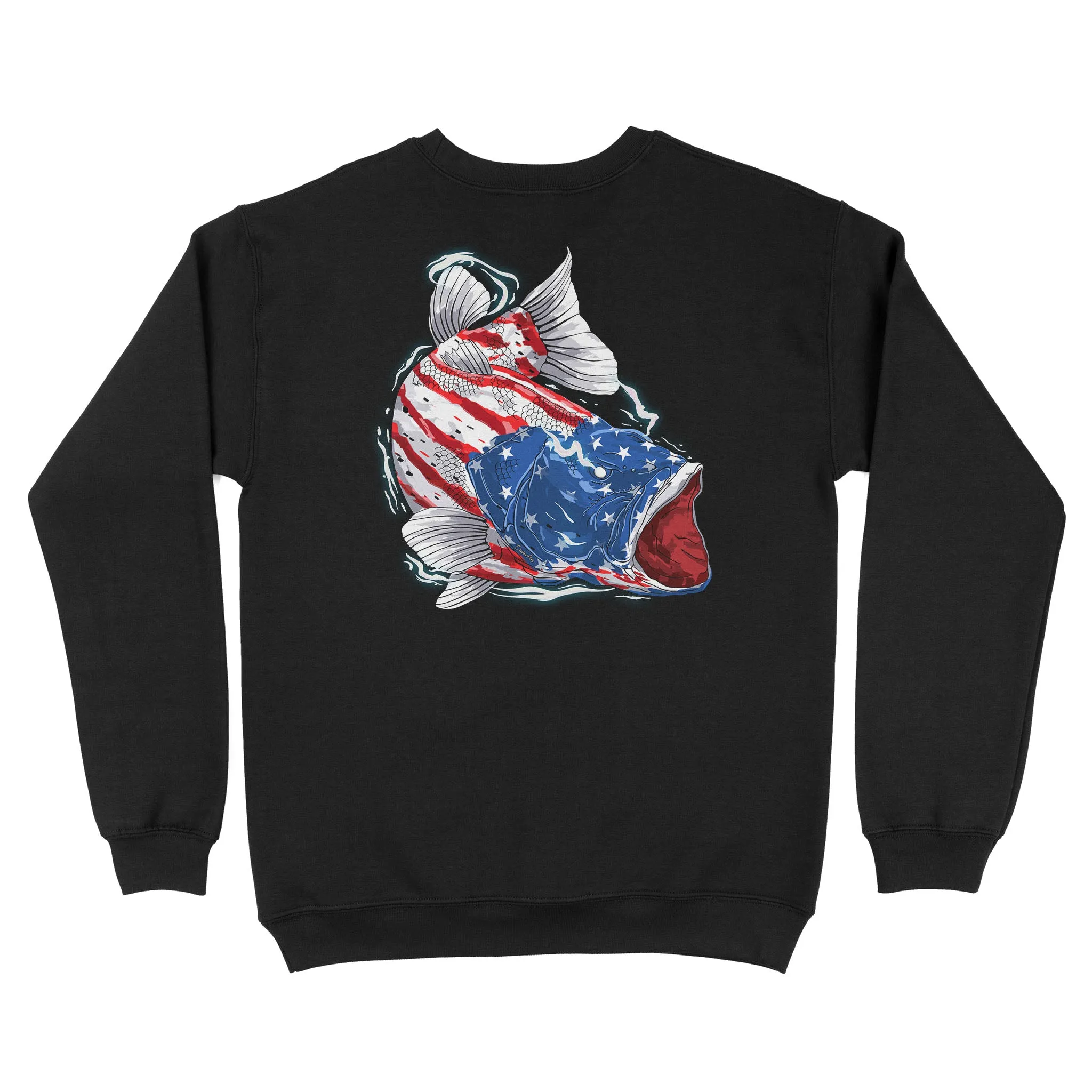 American flag angry bass fishing shirts gift for fisherman