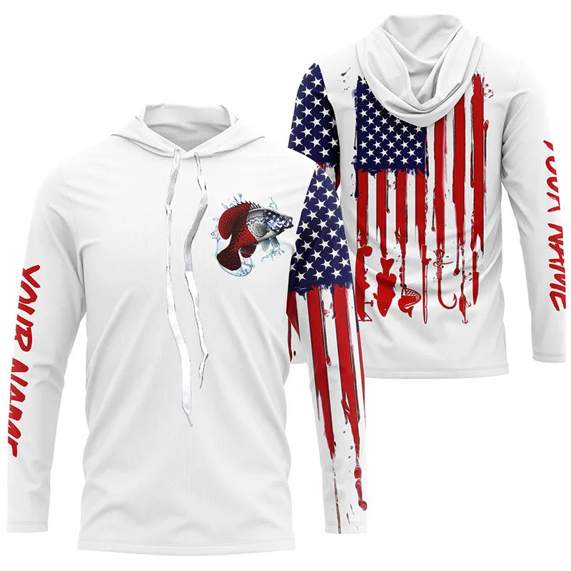 American flag Crappie long sleeve fishing personalized patriotic UV Protection Fishing Shirts NQS5485