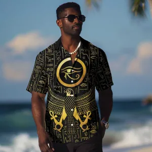Ancient Egyptian Hawaiian Shirt Horus Falcon God LT15
