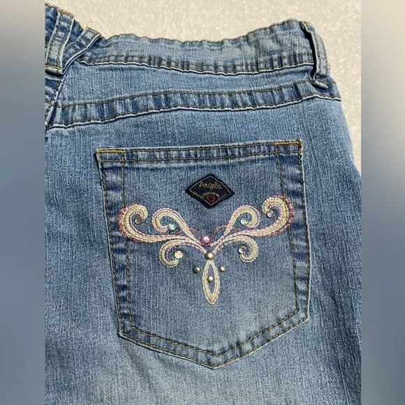 Angels Vintage Y2K Light Wash Rhinestone Sequin Jeans