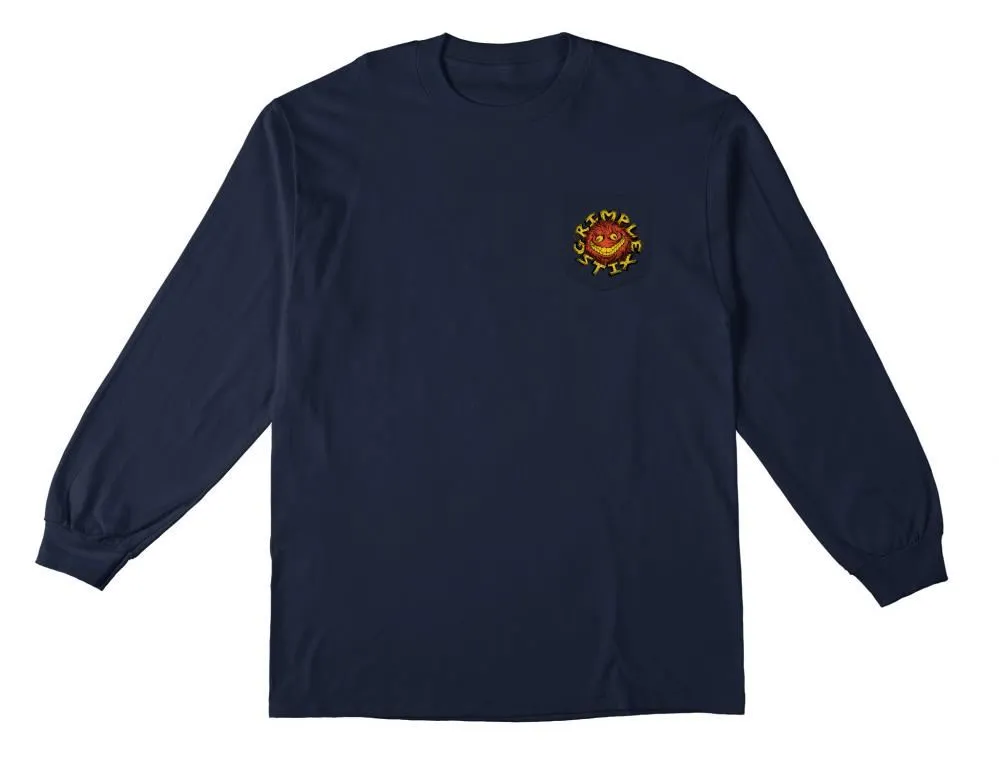 AntiHero L/S Pocket T-Shirt Grimple Stix - Navy / Multi