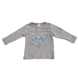 APPAMAN Baby Boys' Grey Long Sleeve Robot Dinner Tee $34 NWT