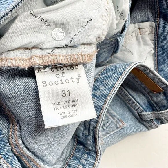 Articles of Society Rene Mid Rise Straight Crop Jeans Light Wash Blue Size 31