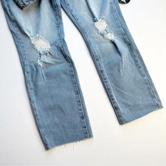 Articles of Society Rene Mid Rise Straight Crop Jeans Light Wash Blue Size 31