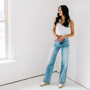 Ashley Light Wash Flares by Kancan