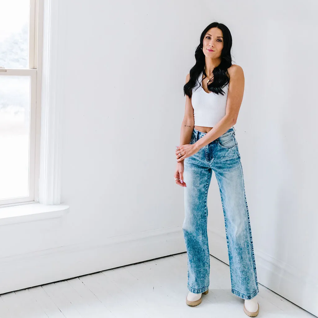 Ashley Light Wash Flares by Kancan