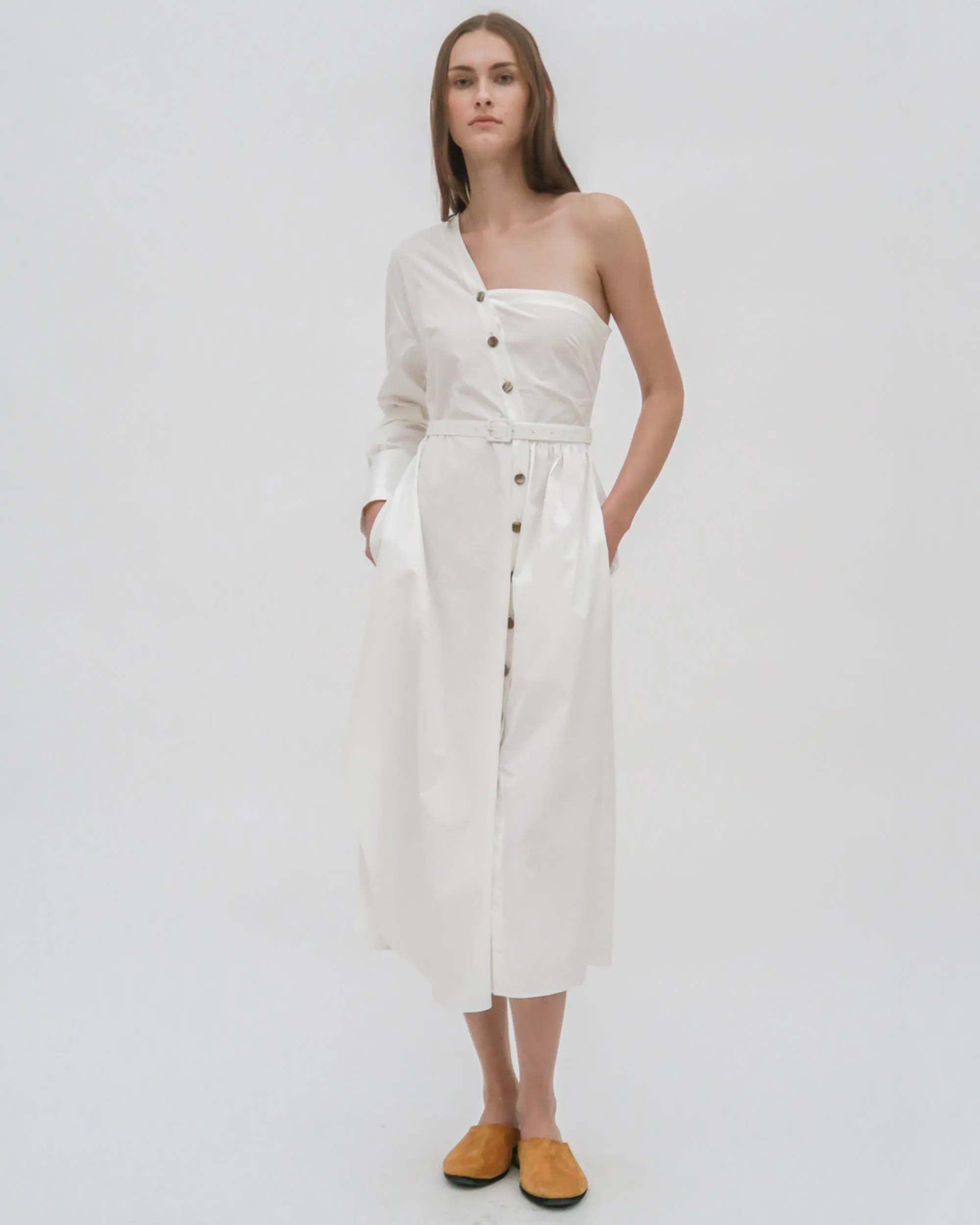 ASYMMETRIC ONE SHOULDER SHIRTDRESS