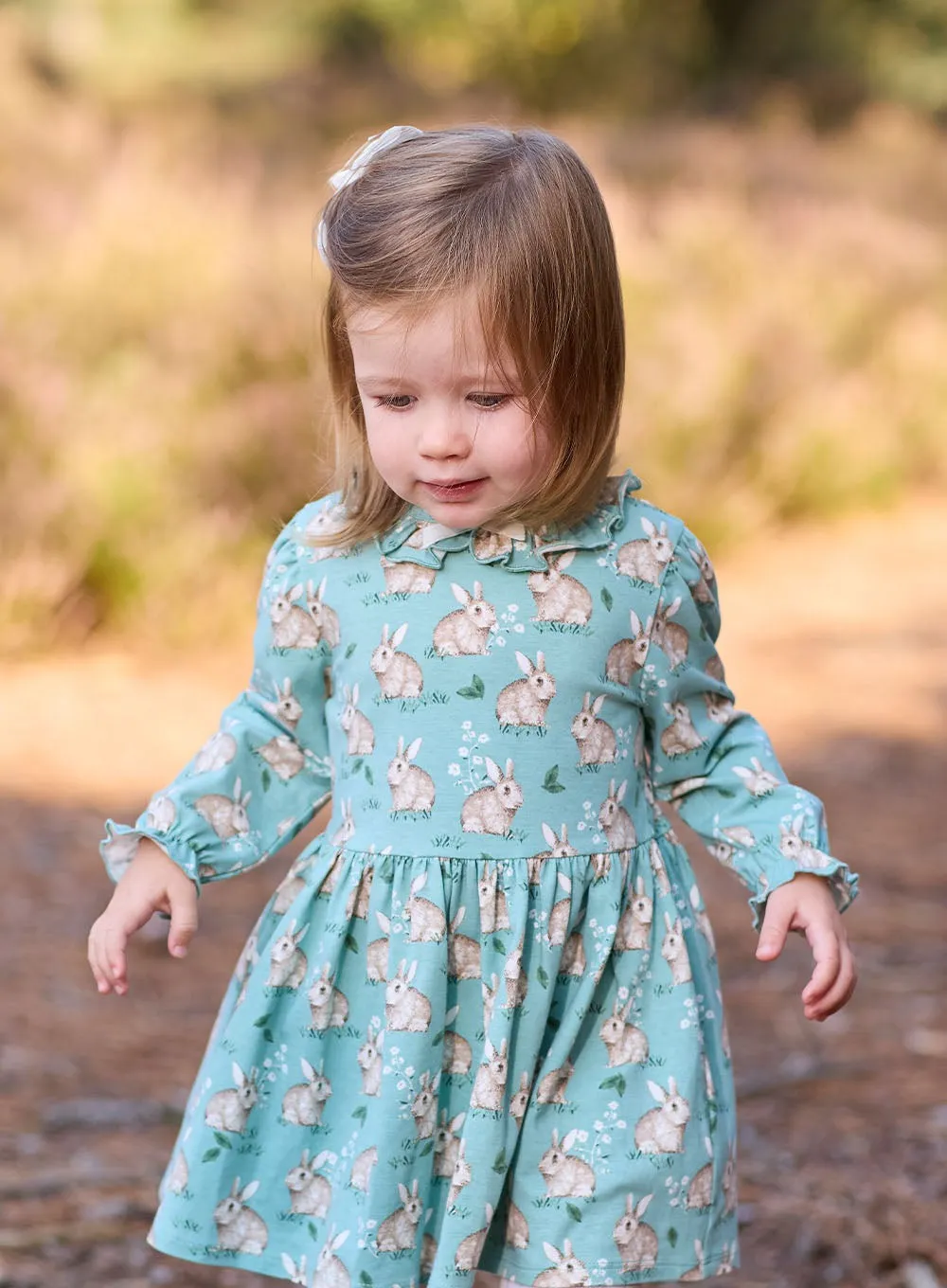 Baby Jersey Dress in Pale Green Bunny