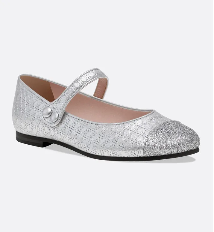 Ballerina Flat • Silver Microcannage Lambskin