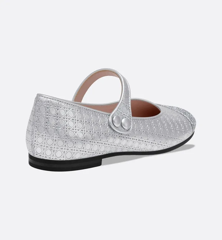 Ballerina Flat • Silver Microcannage Lambskin