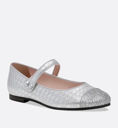 Ballerina Flat • Silver Microcannage Lambskin