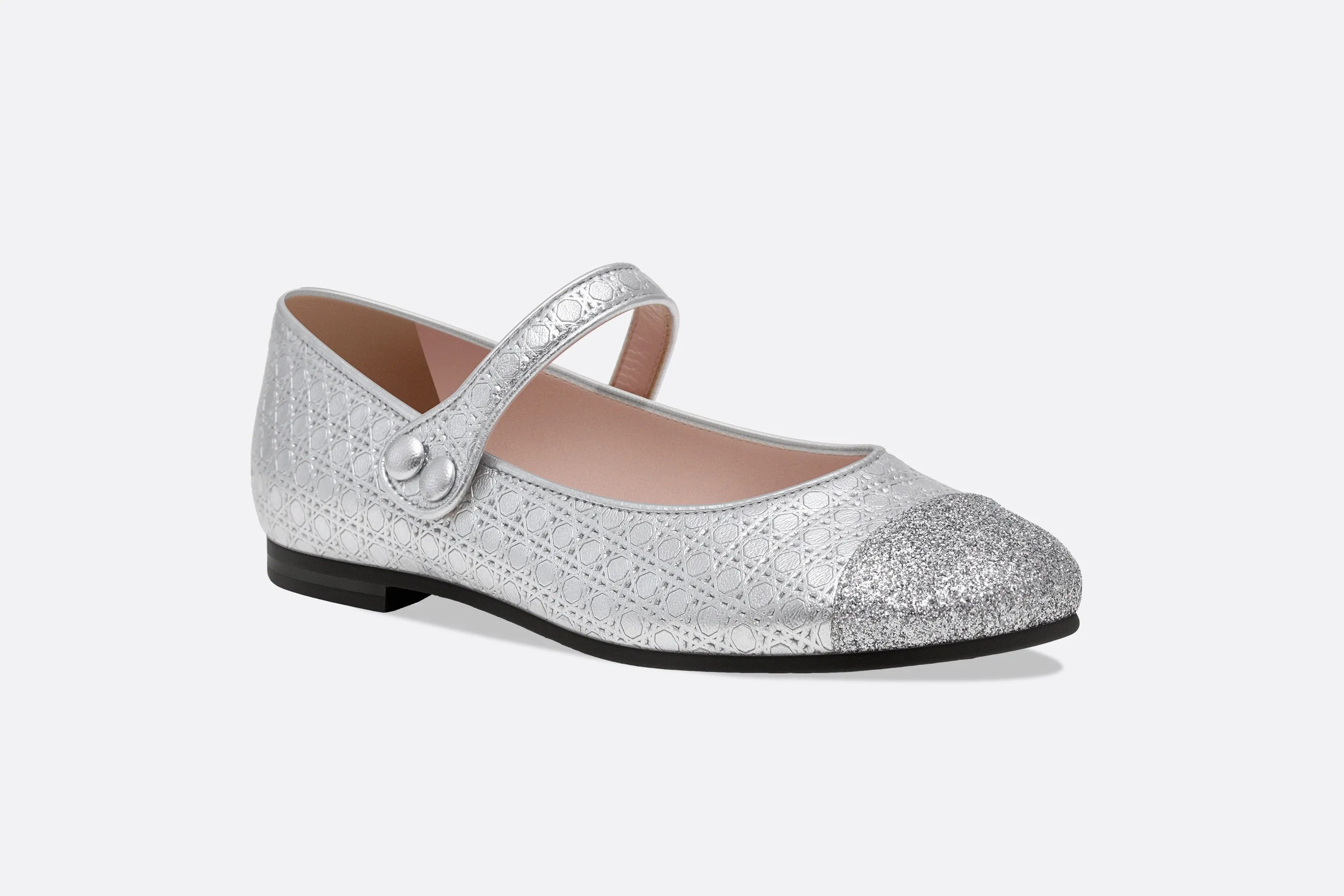 Ballerina Flat • Silver Microcannage Lambskin