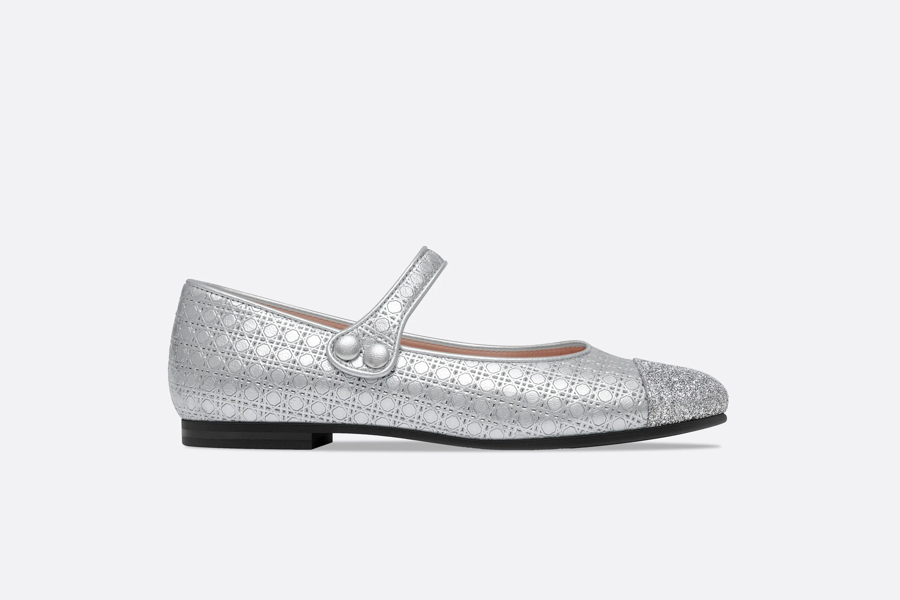 Ballerina Flat • Silver Microcannage Lambskin