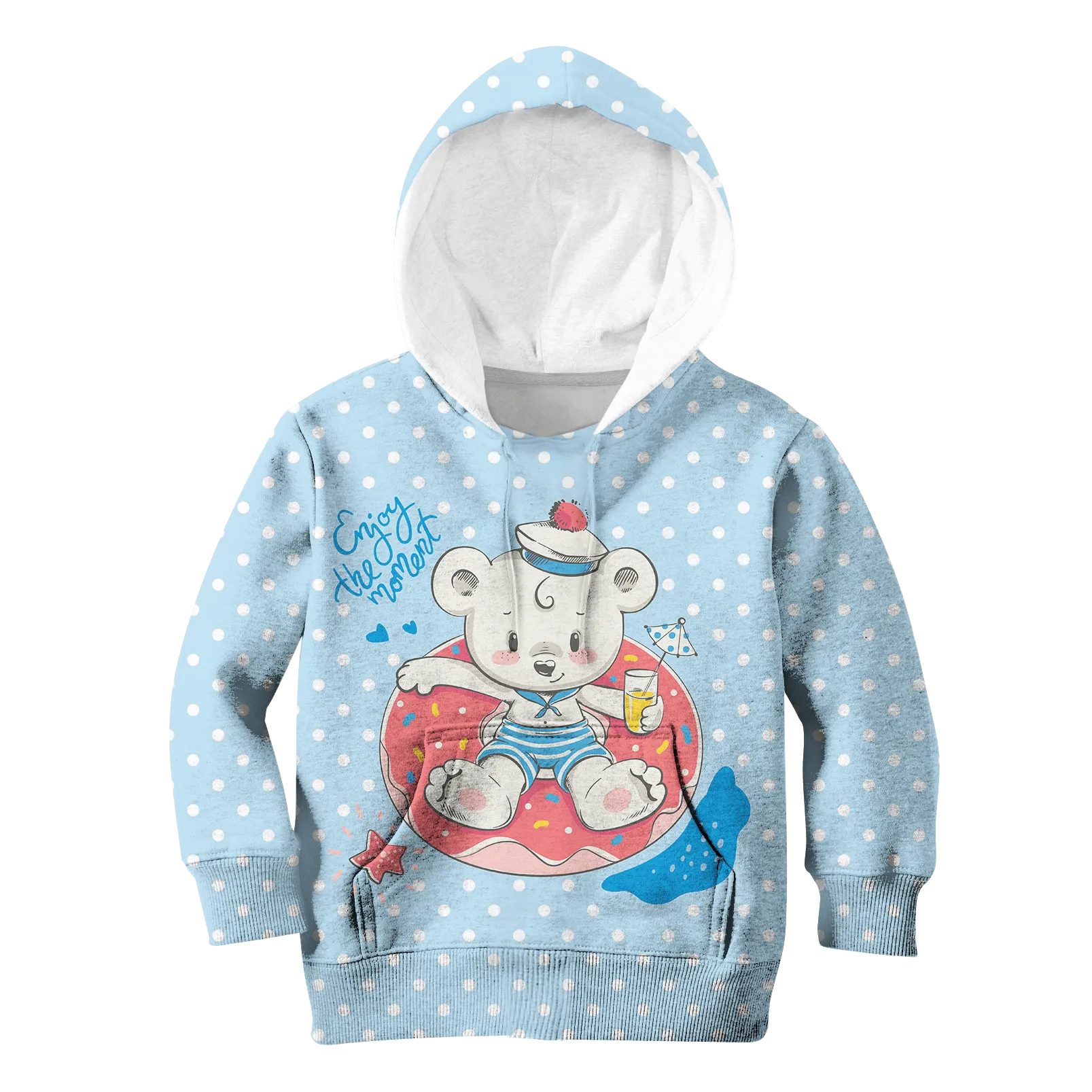 Bear enjoys the moment Kid Custom Cosplay Hoodies Apparel