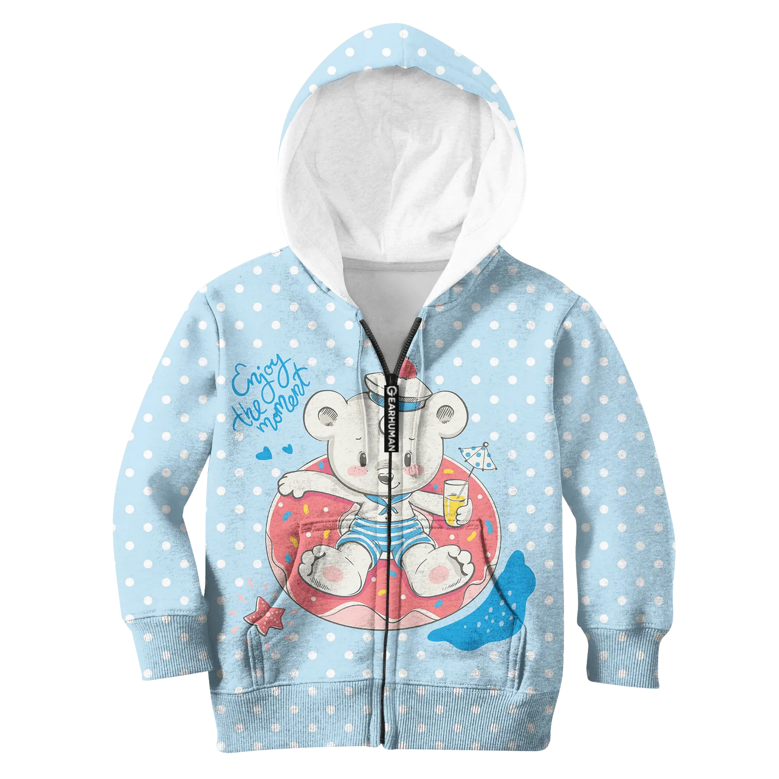 Bear enjoys the moment Kid Custom Cosplay Hoodies Apparel