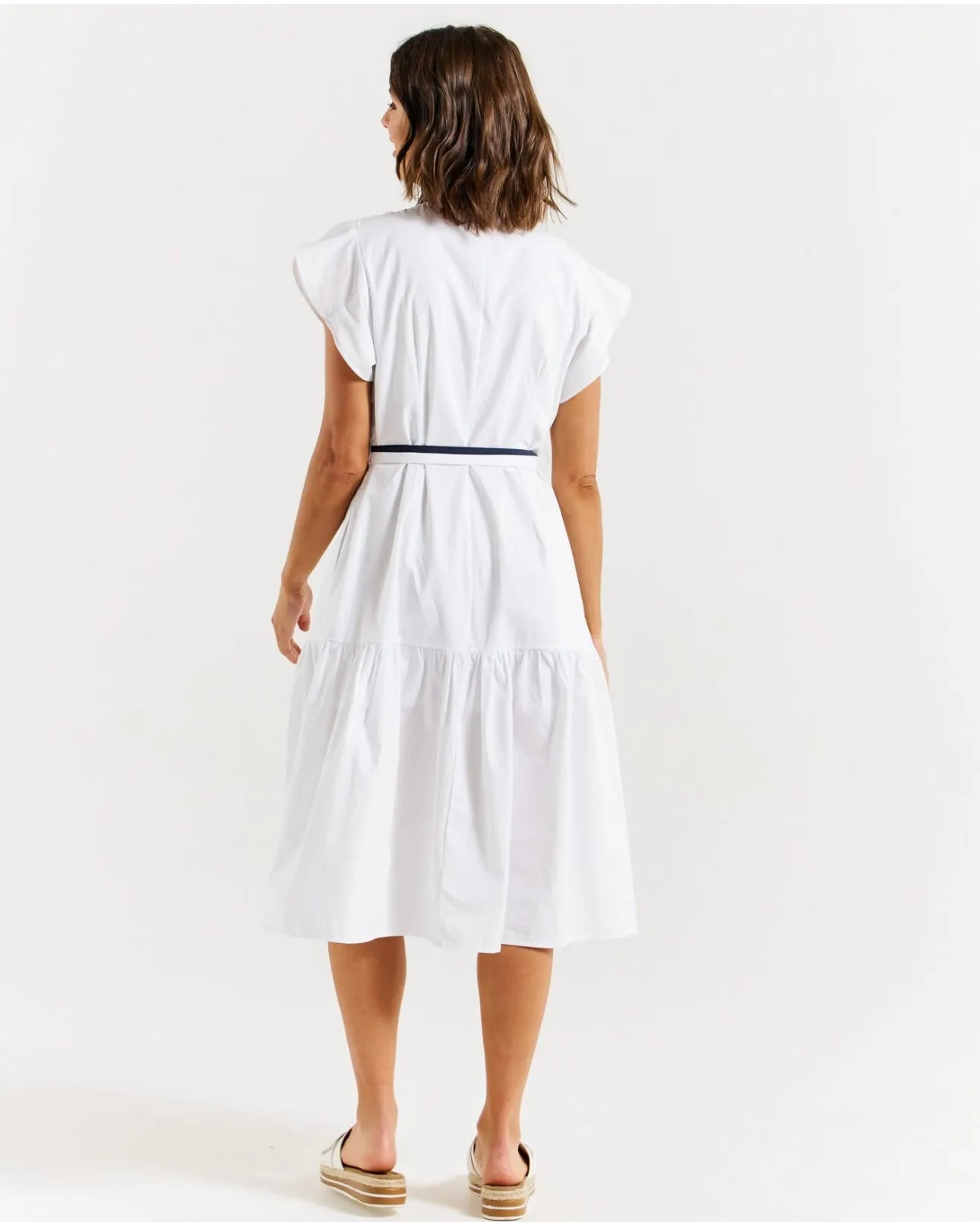 Betty Basics - Mari Dress - White/Navy Contrast