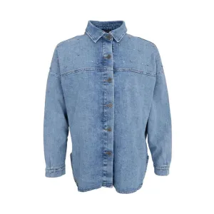 BLACK COLOUR Fanny Jeans Shirt Jacket in Light Denim