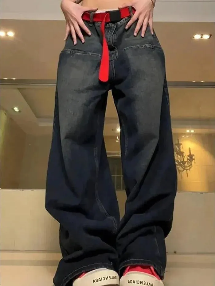 Blau Vintage Gewaschene Distressed Baggy Boyfriend Jeans