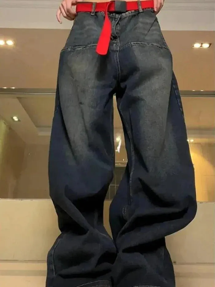 Blau Vintage Gewaschene Distressed Baggy Boyfriend Jeans