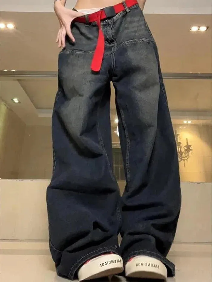 Blau Vintage Gewaschene Distressed Baggy Boyfriend Jeans