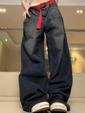 Blau Vintage Gewaschene Distressed Baggy Boyfriend Jeans