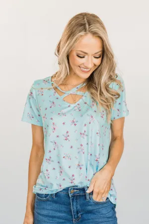 Blessed With The Best Criss-Cross Top- Light Blue