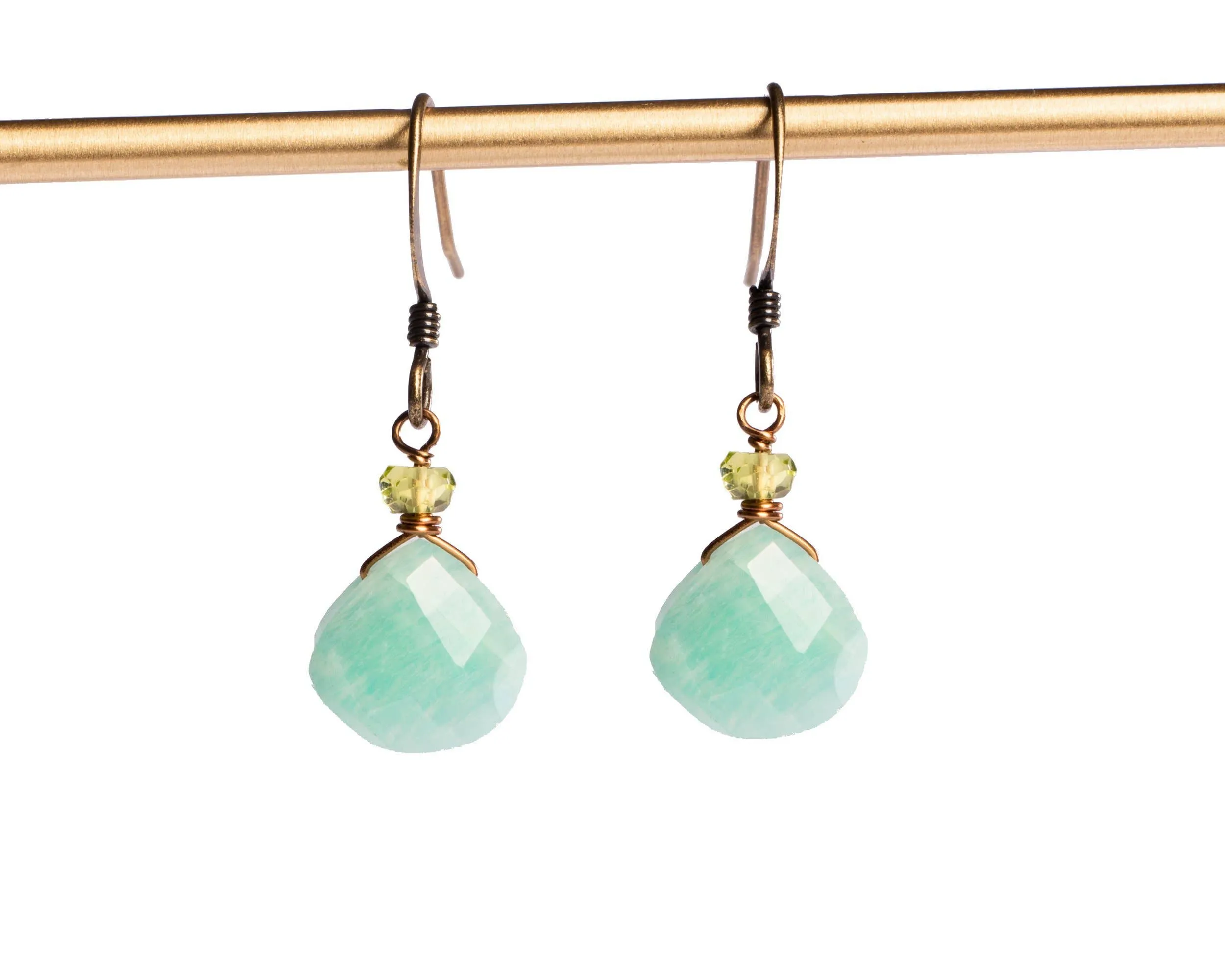 Blue Amazonite and Peridot Earrings