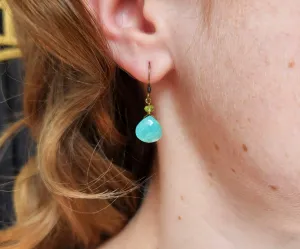 Blue Amazonite and Peridot Earrings