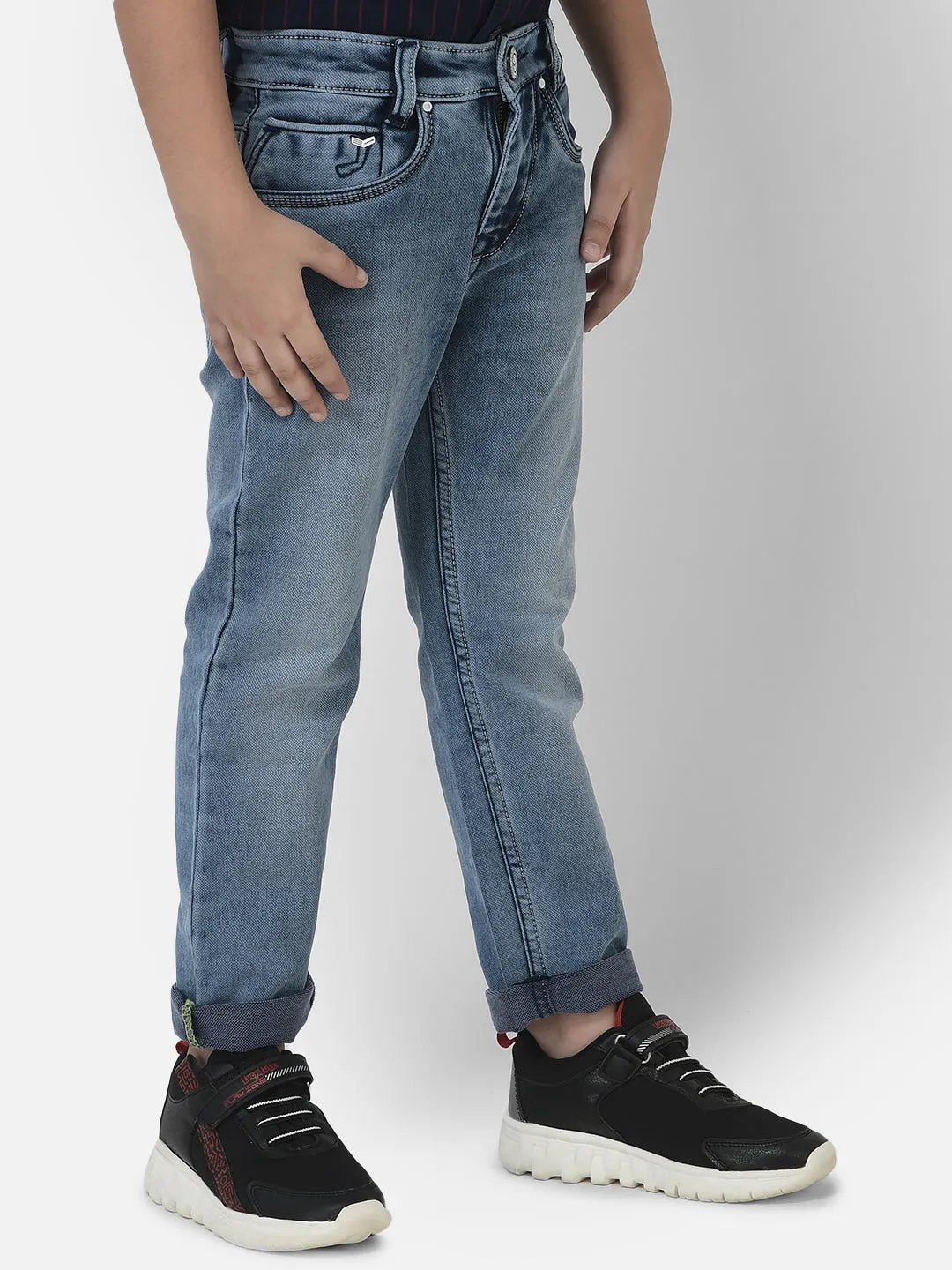 Blue Jeans in Light Wash Detail