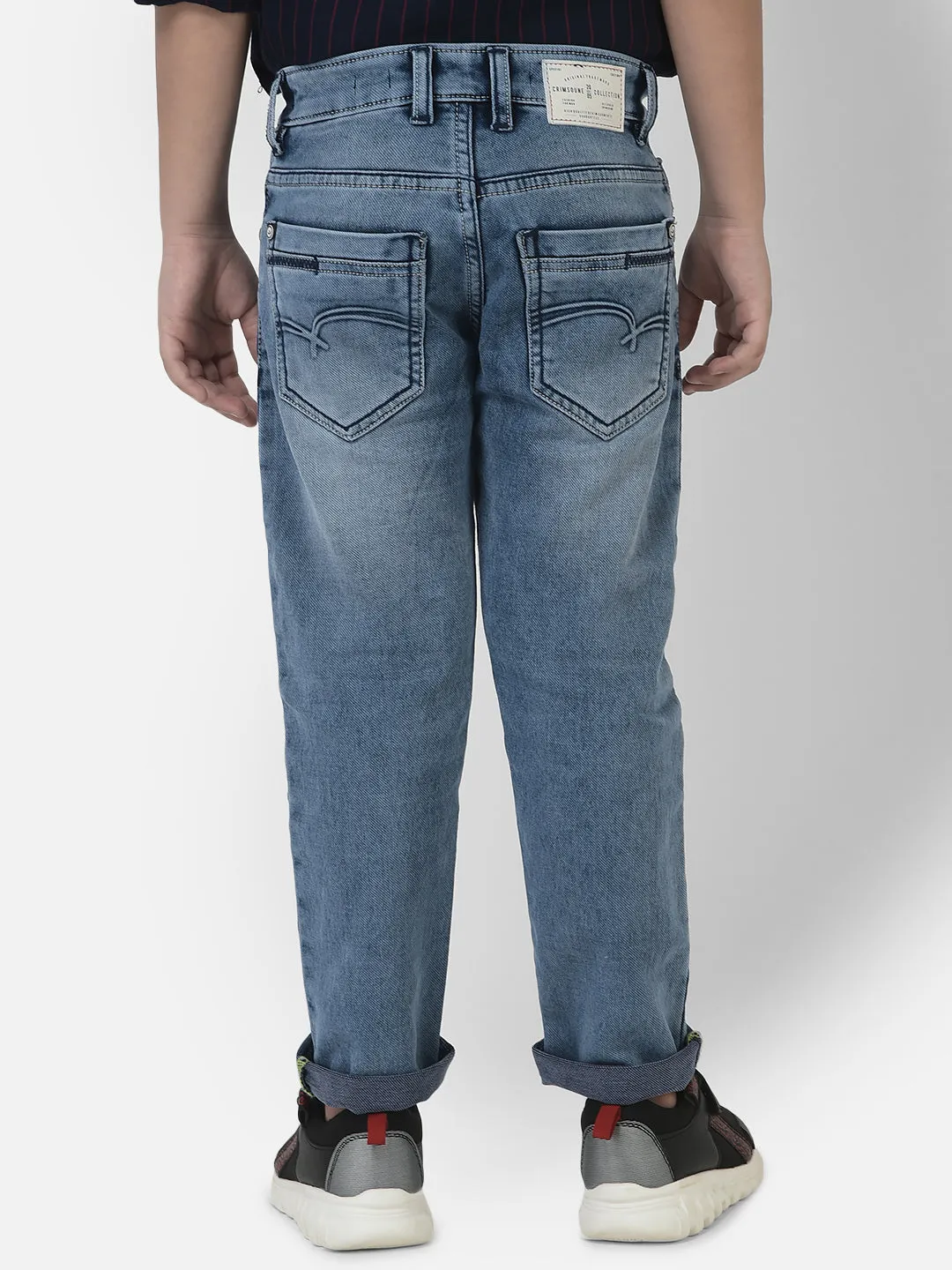 Blue Jeans in Light Wash Detail