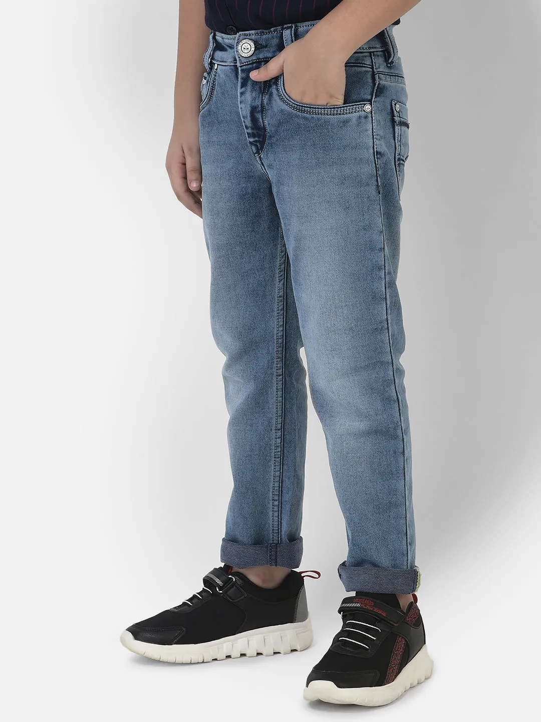 Blue Jeans in Light Wash Detail
