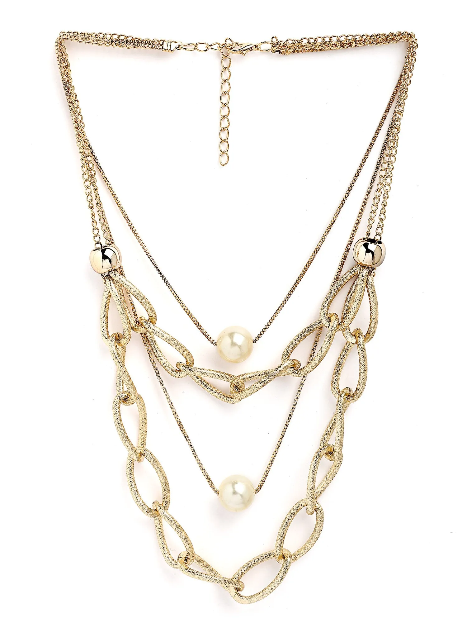 Bohey by KARATCART Gold-Plated Pearl Multilayer Chain Necklace for Women