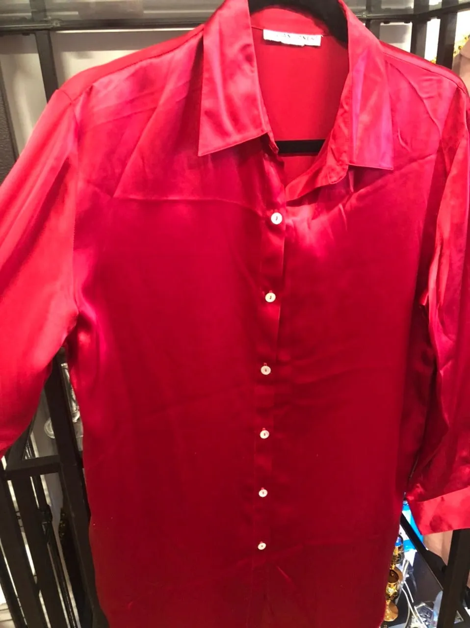Bold Red Button Up, size L  #374