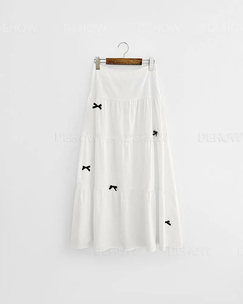 Bow knot Ribbon Over-the-Knee Layered Skirt