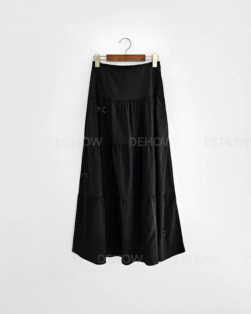 Bow knot Ribbon Over-the-Knee Layered Skirt