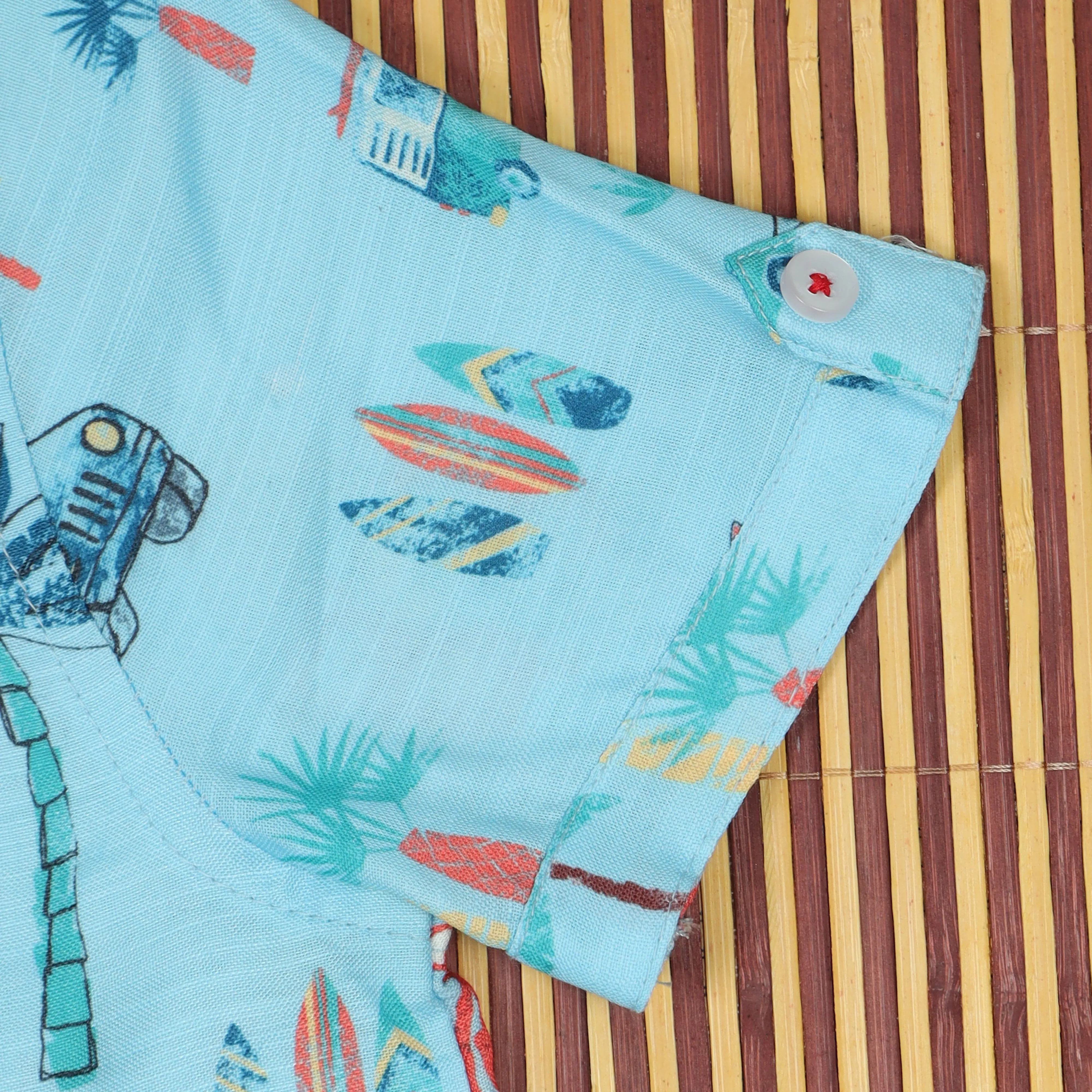 Boys Cartoon Printed Shirt Cool Blue