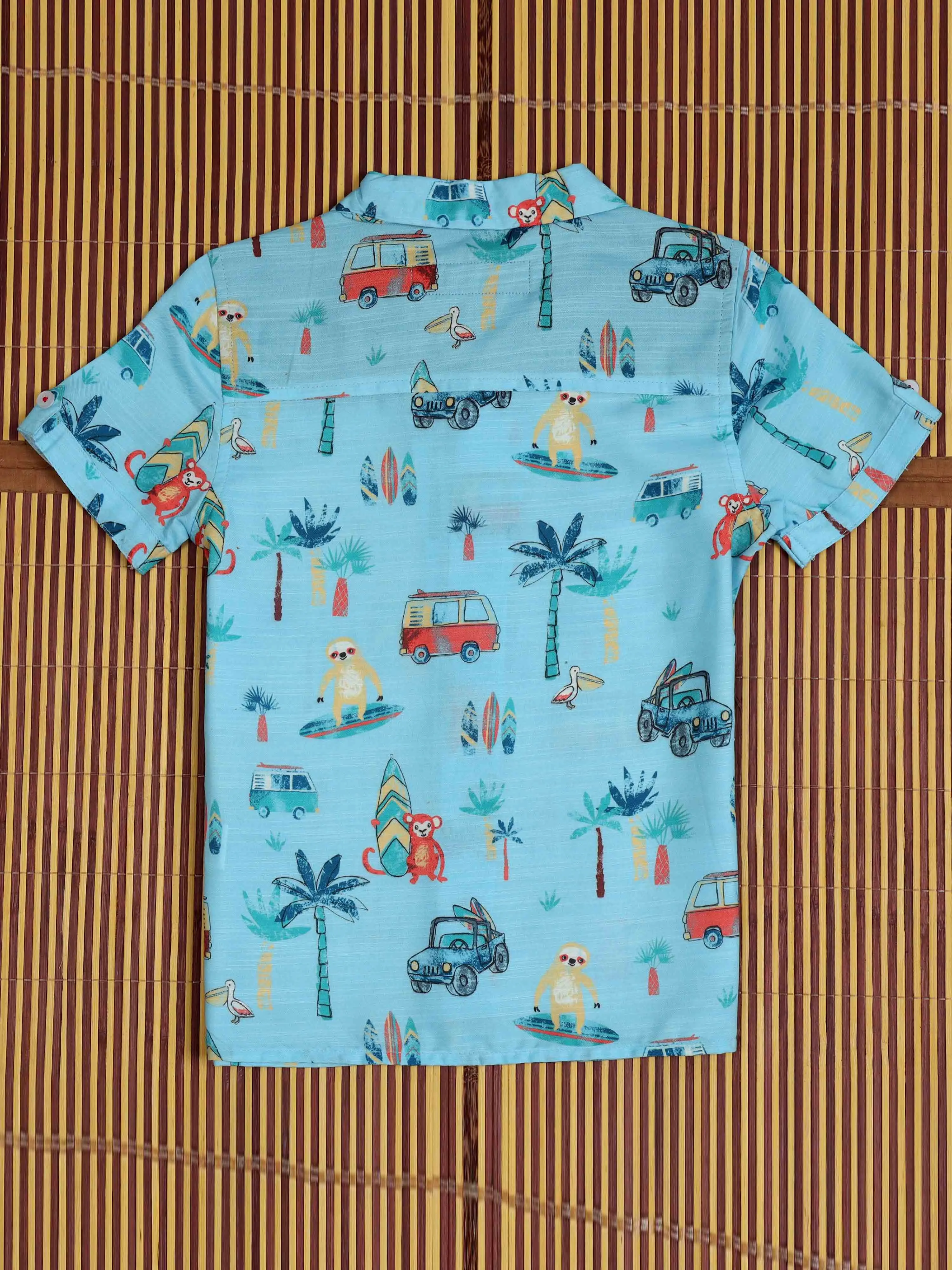 Boys Cartoon Printed Shirt Cool Blue