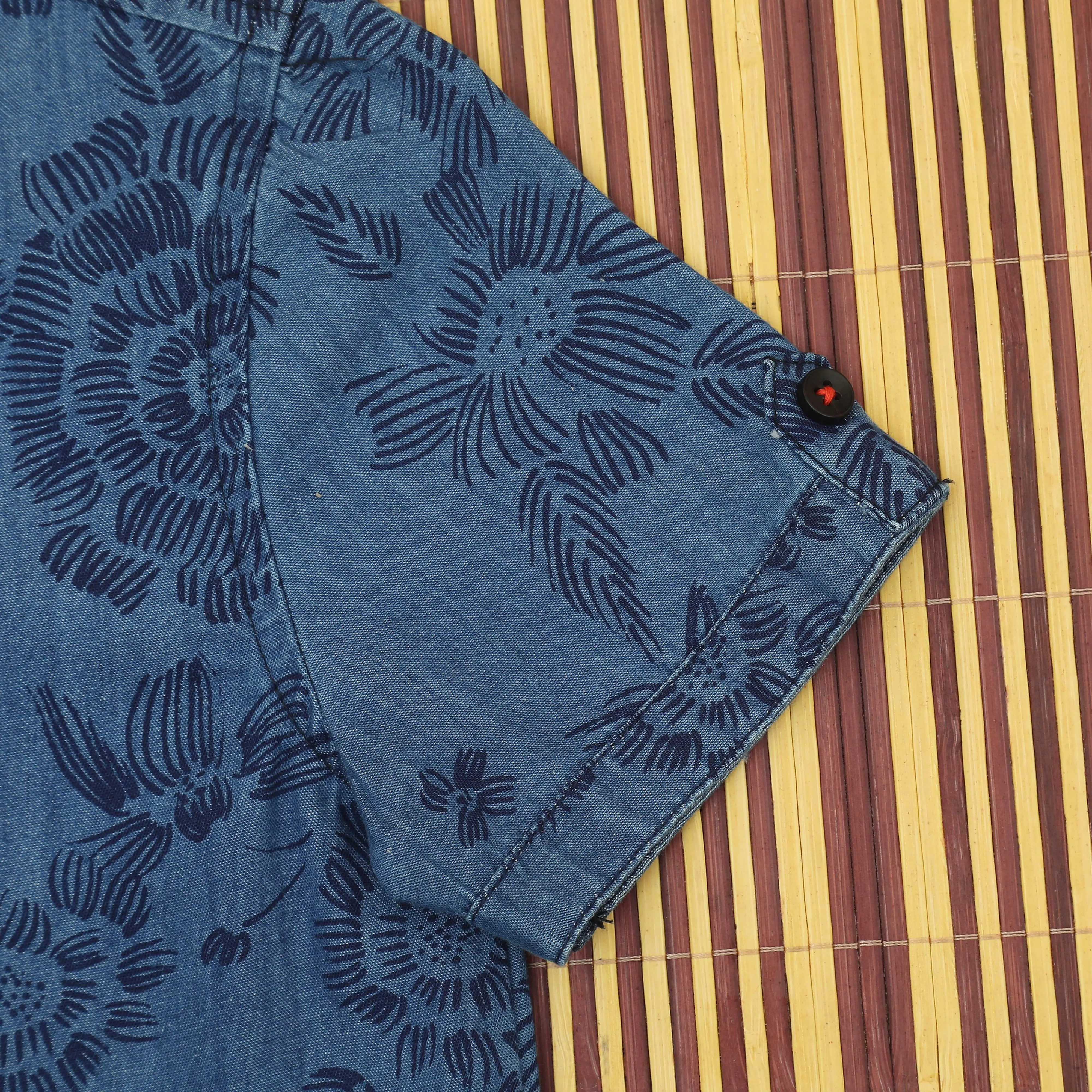 Boys Denim Printed Shirt Aegean Blue