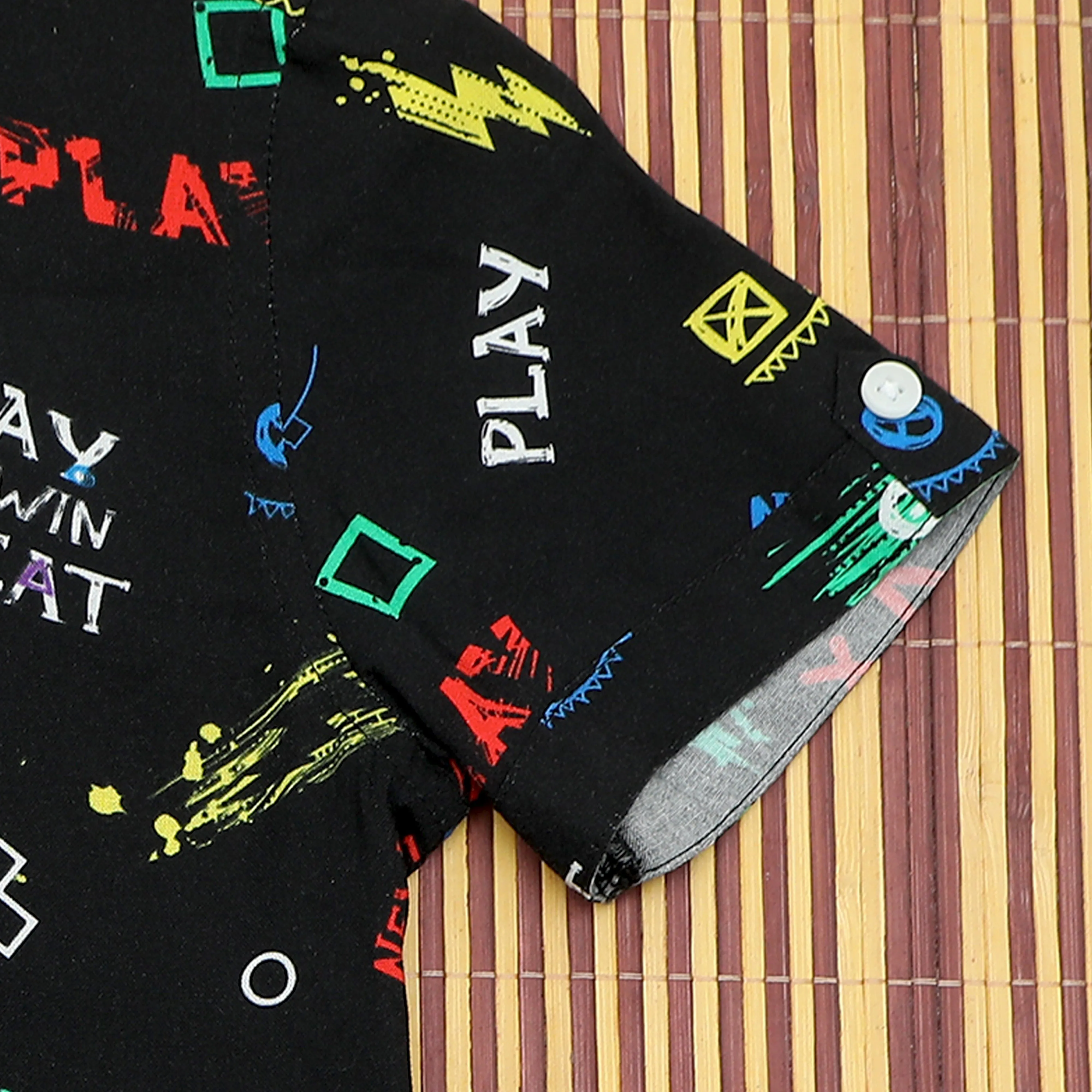Boys Game Print Shirt Midnight Black
