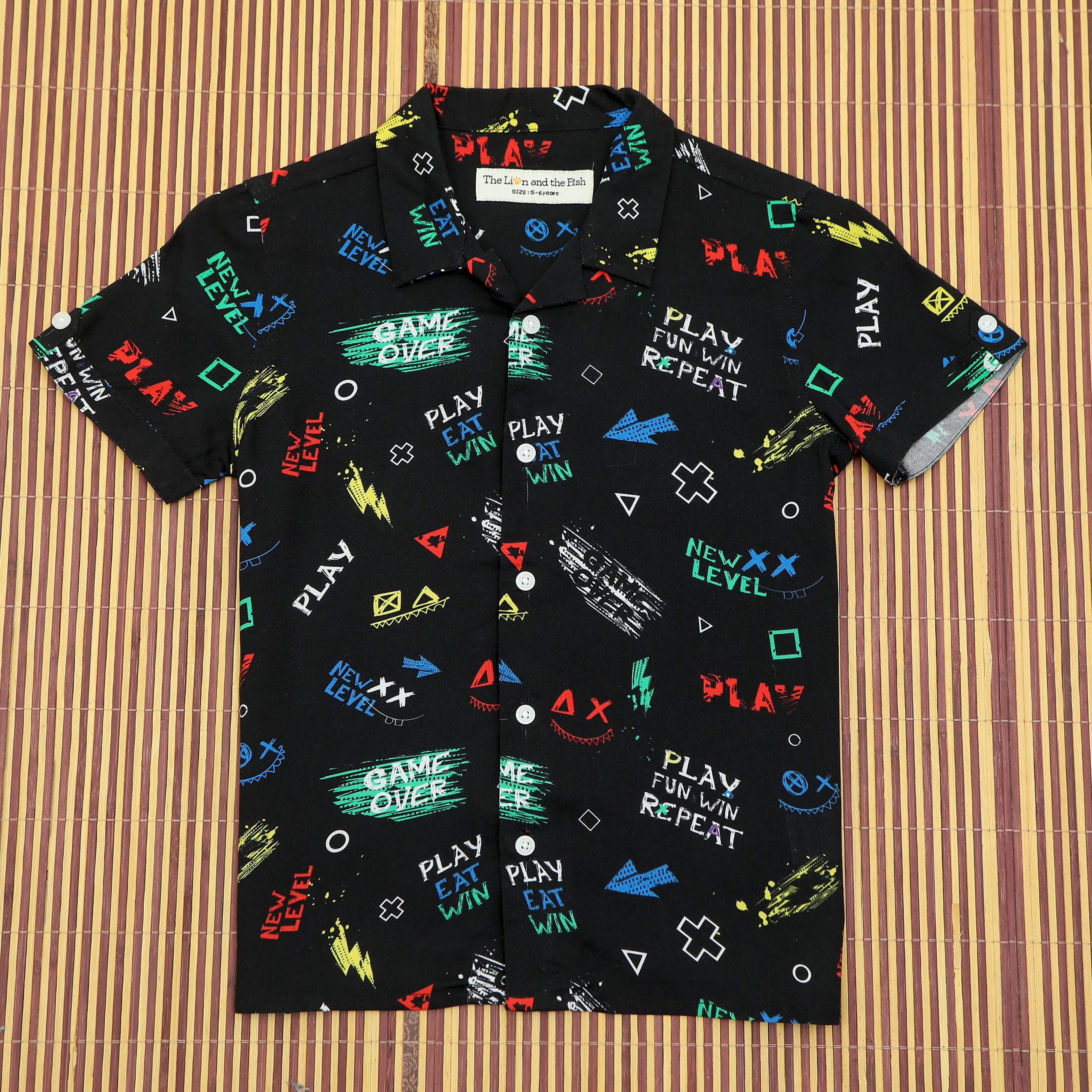 Boys Game Print Shirt Midnight Black