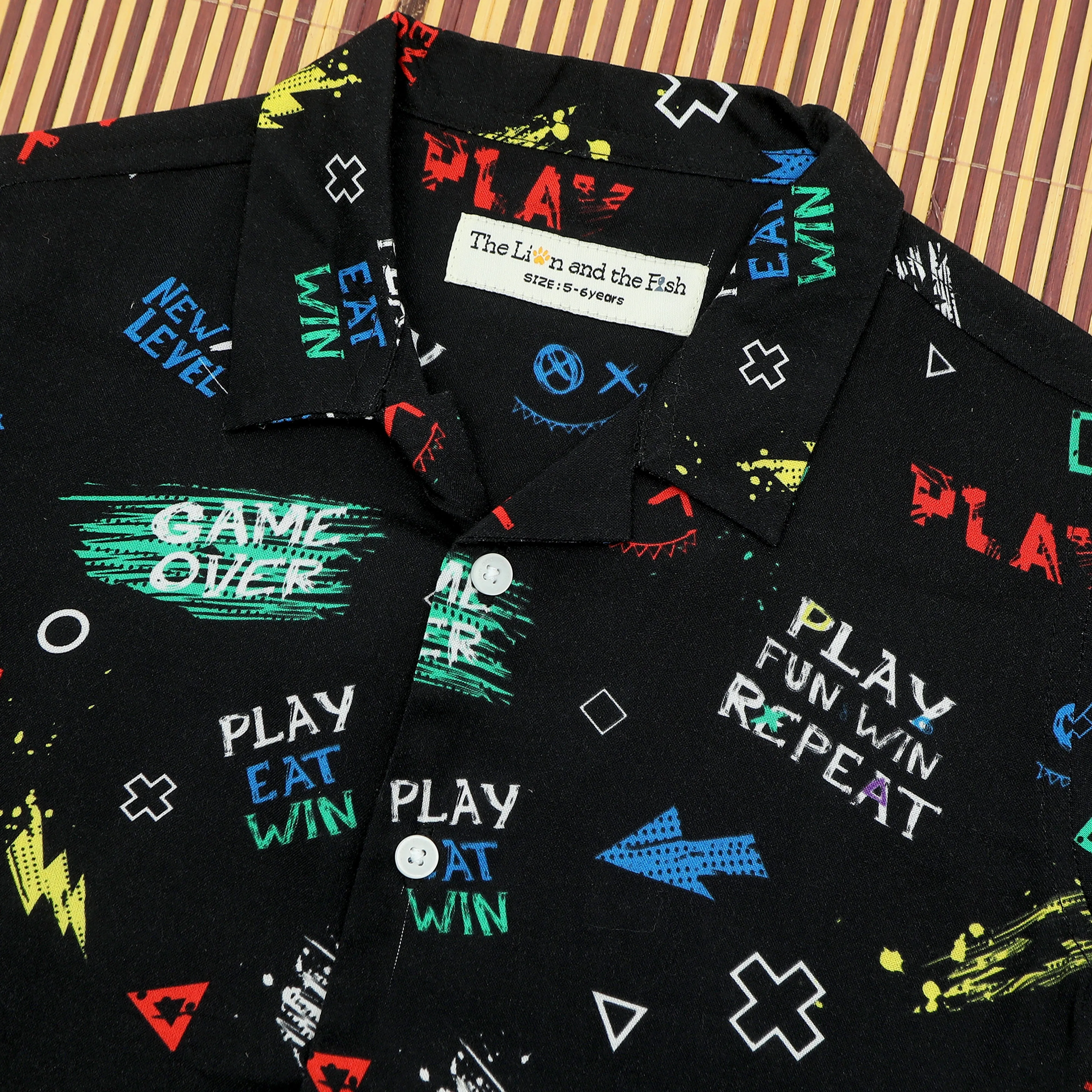 Boys Game Print Shirt Midnight Black
