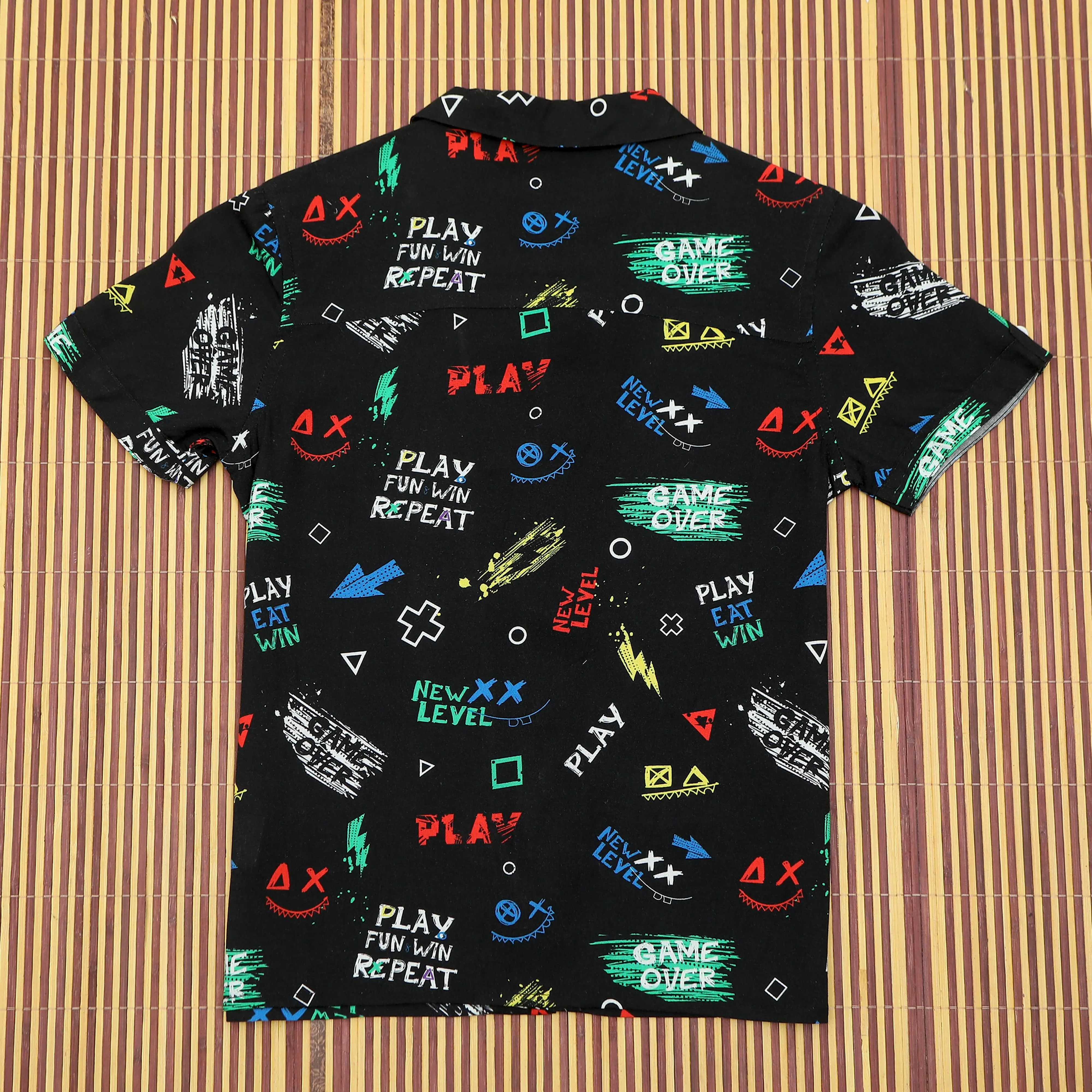 Boys Game Print Shirt Midnight Black