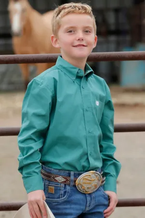 BOYS SOLID GREEN CINCH LONG SLEEVE SHIRT