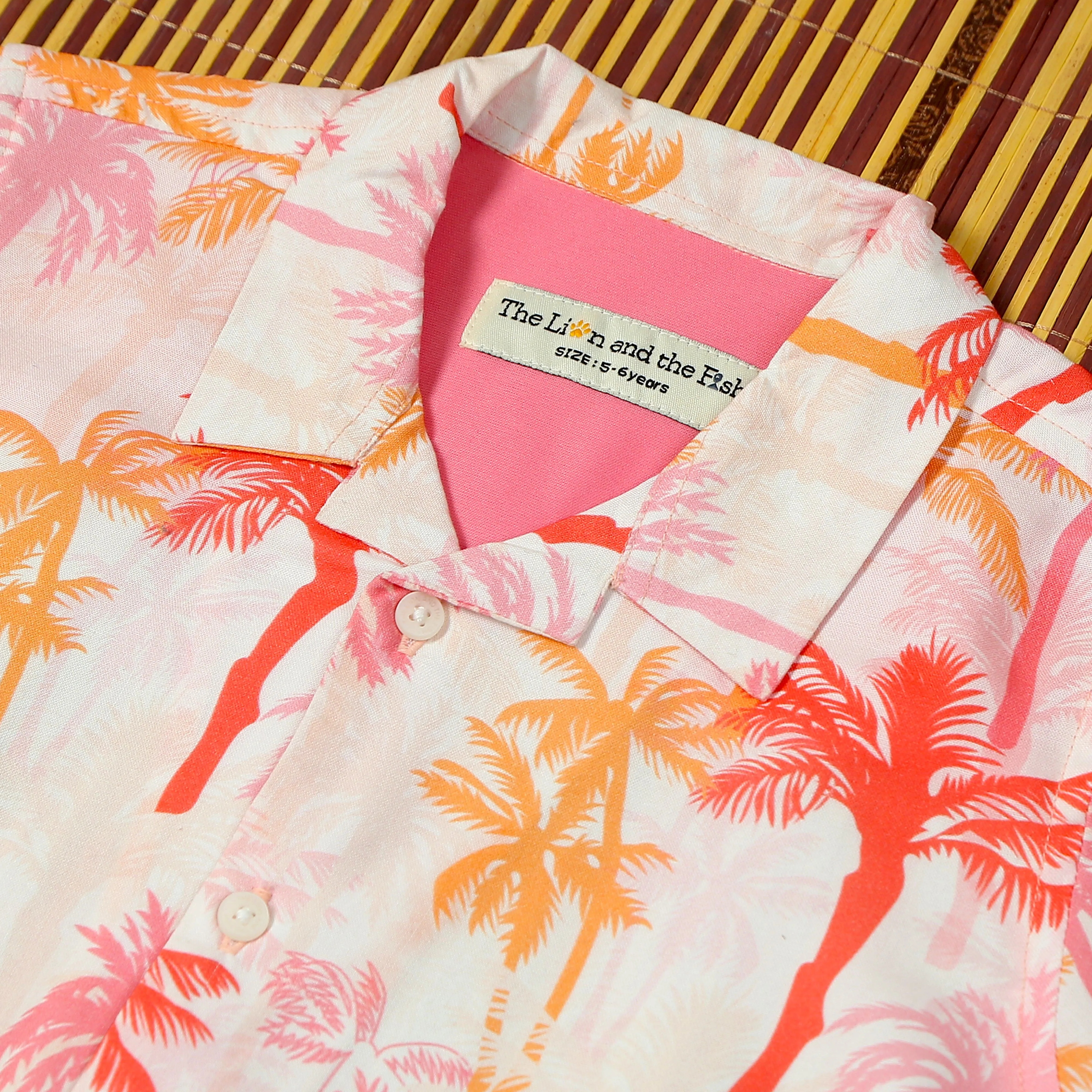 Boys Tree Printed Shirt Snow White Pink