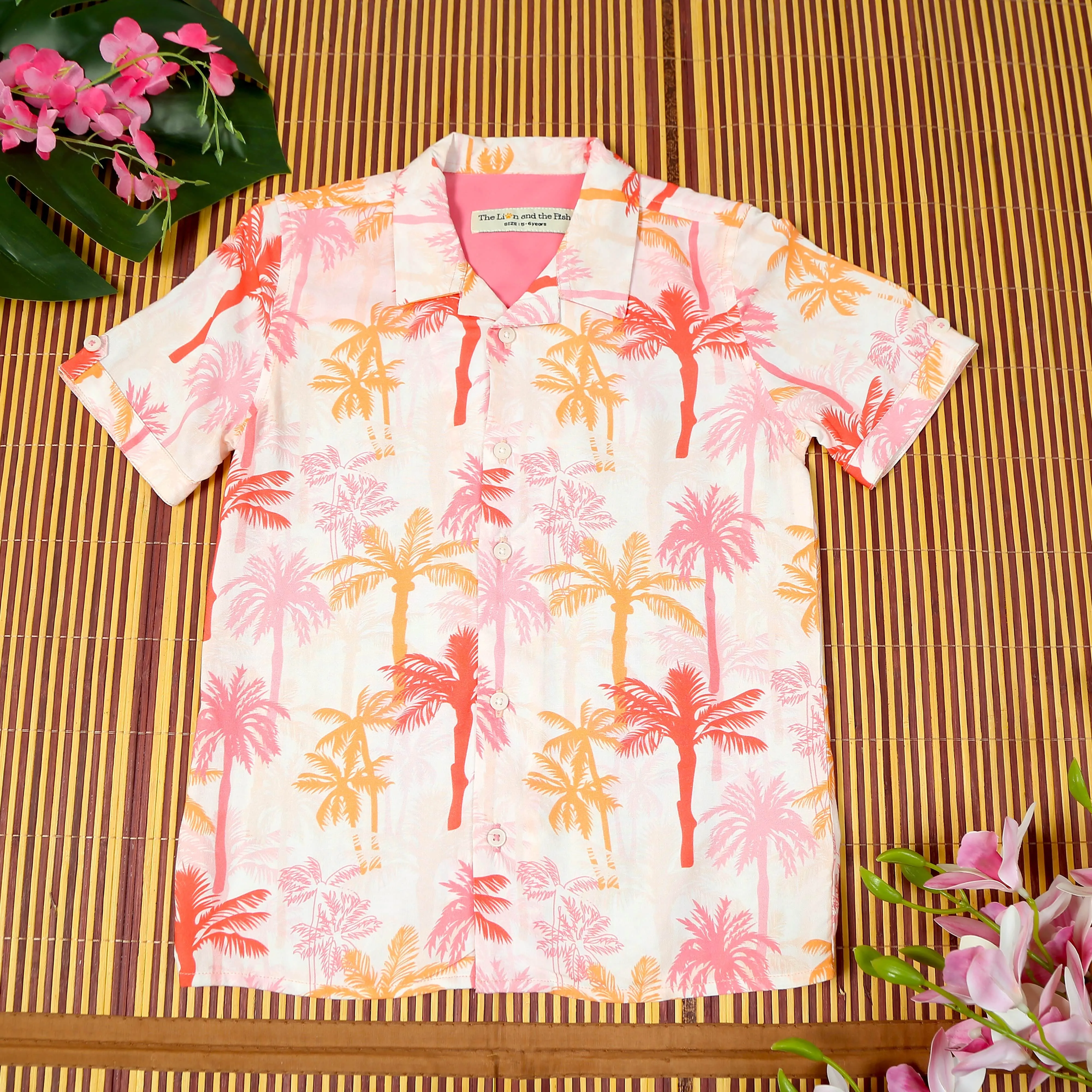 Boys Tree Printed Shirt Snow White Pink