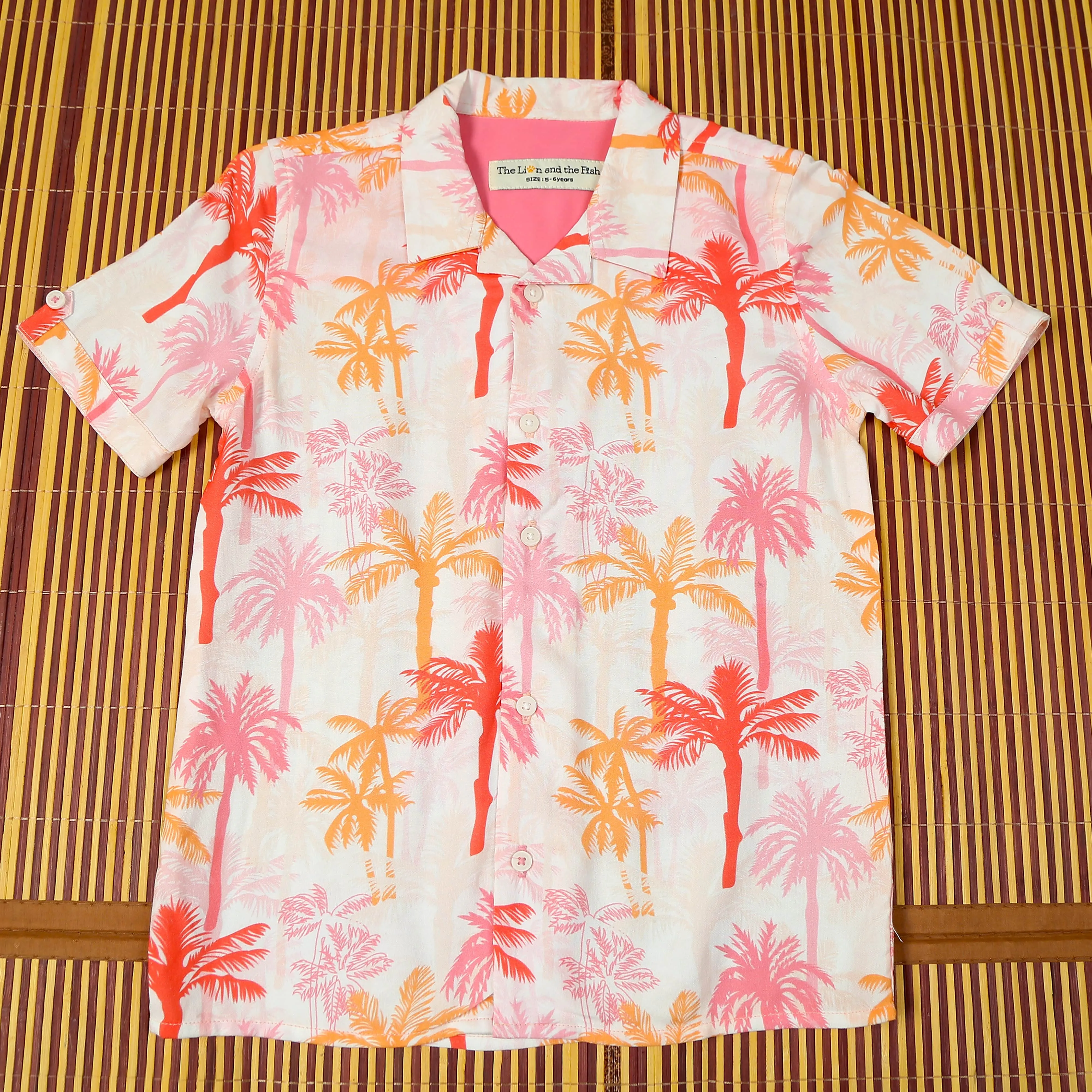 Boys Tree Printed Shirt Snow White Pink