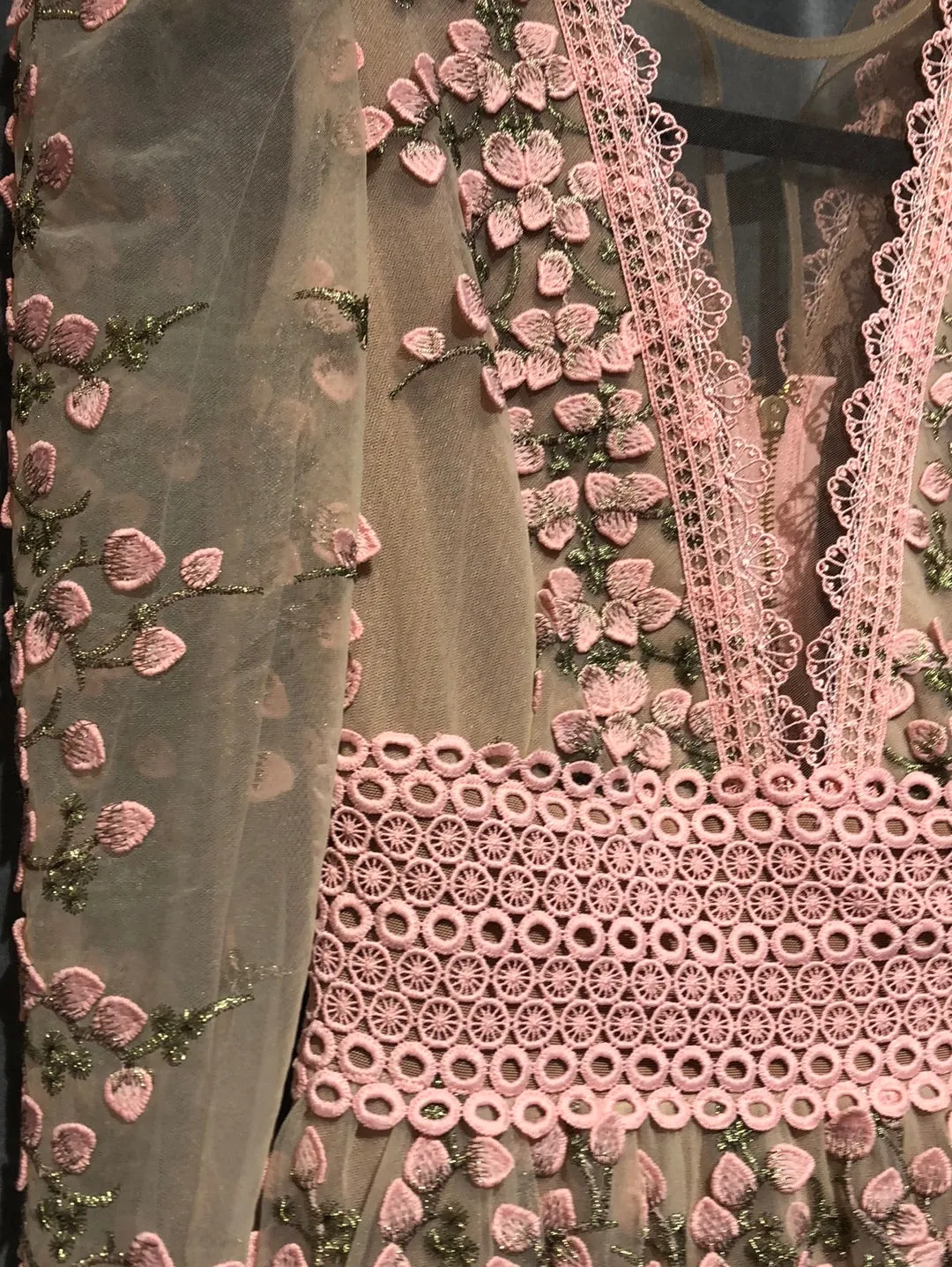 BRONX & BANCO Long Sleeve Pink and Sheer Layered Dress